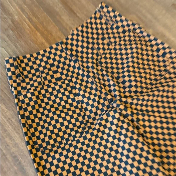 Anthropologie Black and Orange Checkerboard Chinos - Picture 4 of 7